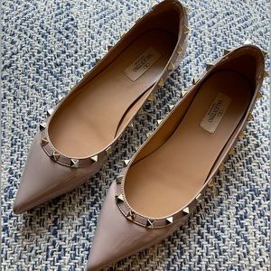 Valentino Patent Rockstud Ballet Flat Nude Women’s Size 9.5